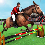 骑马表演跳跃Mounted Horse Riding Show Jump